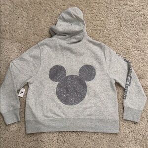 NWT Disney parks rhinestone mickey head zip hoodie jacket Disney World XL